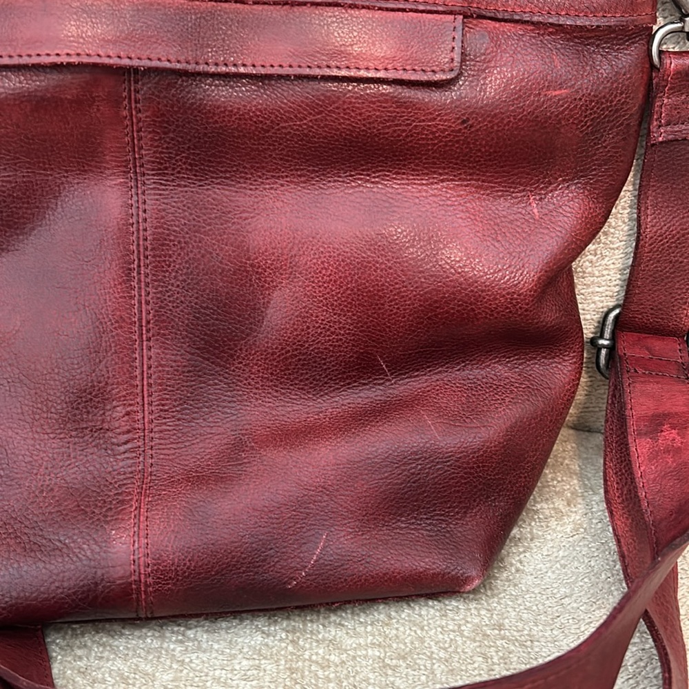 Latico Leather Nash Tote Crossbody Bag in Oxblood Red Full Grain Leather - Picture 5 of 10